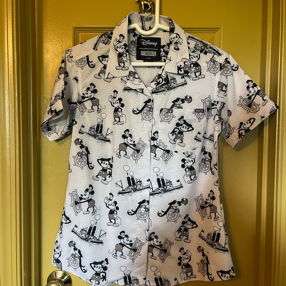 RSVLTS x Disney Mickey Mouse Steamboat Willie Short Sleeve Button-Down Shirt